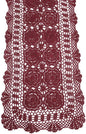 KEPSWET Cotton Handmade Crochet Lace Table Runner Wine Red Rectangle Coffee Table Dresser Decor (14x60 inch)