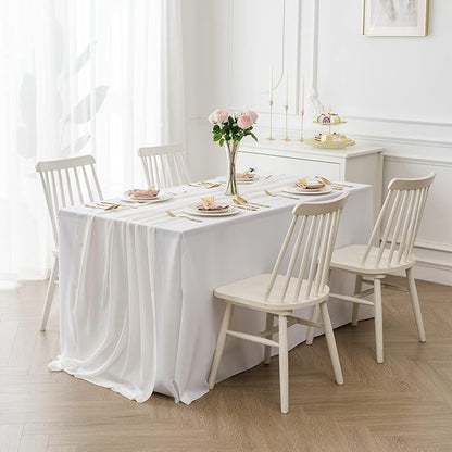 6Pack 9ft Chiffon Table Runner 14x108 Inch Sheer Romantic Table Runner for Wedding Birthday Party Bridal Shower Outdoor Decoration-Ivory