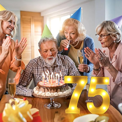 75th Birthday Decorations for Women Men,75 Birthday Decorations for Centerpieces Table,75 Light Up Numbers Sign Led for Party Backdrop Wall Decor for Wedding Anniversary Home