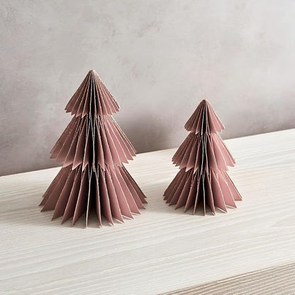 LampLust Pink Tree, 2 Pack Honeycomb Decorations, 6 & 8 Inch Paper Trees, Pink Decor, Winter Wonderland Decorations for Home Table Top Decor