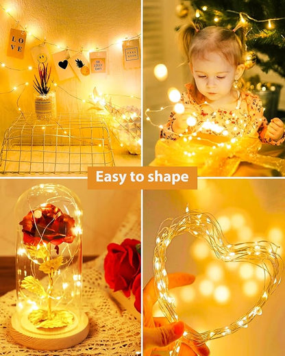 btfarm 6 Pack LED Fairy Lights Battery Operated, 7ft 20LED Mini String Lights Waterproof, Silver Wire Firefly Starry Bulk for Mason Jars Crafts Table Centerpieces Party Christmas, Warm White