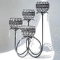 4 Arms Crystal Candelabra Tealight Holder - Tall 15.7 Inch Elegant Centerpiece with Crystal Pendant Bowls & Artistic Metal Stand for Wedding, Dining Table, Home Decor (1, Black)