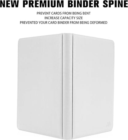 Premium 1000+ Pockets Card Binder,16 Pockets Card Binder Ringless Side Loading Trading Card Album Folder for TCG -White