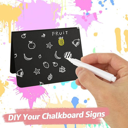 40 Pack Mini Chalkboard Signs for Food, 4x3 Inches Small Chalkboard Sign with 4 Cleaning Cloth, Small Reserved Tables Sign for Wedding Party Buffet Bakery Table Signs
