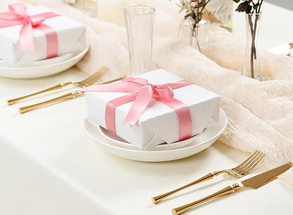 Pink Satin Ribbon 7/8 Inch x 50 Yards Double-Faced Polyester Ribbons for Flower Bouquet Gift Wrapping Party Decor Wedding Invitation DIY Craft
