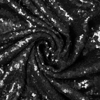 JYFLZQ Black Sequin Backdrop Curtains 2ft x 8ft 4 Panels Glitter Photo Booth Backdrops Sparkly Photography Background Drapes for Halloween Father's Day Graduation Birthday Parties