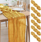 Asee'm 6pcs Cheesecloth Table Runner 120 Inches Long Gold Boho Gauze Cheese Cloth Runner 10FT Rustic Sheer Table Runners for Christmas Wedding Party Baby Shower Spring Easter Decoration