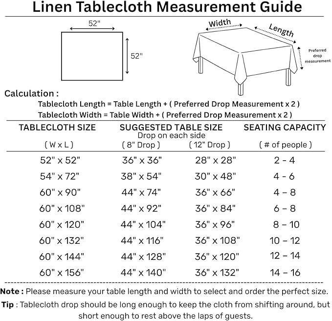 Solino Home Linen Square Tablecloth 52 x 52 Inch - 100% Pure Linen Royal Blue Table Throw - Classic Hemstitch, Machine Washable Table Cloth