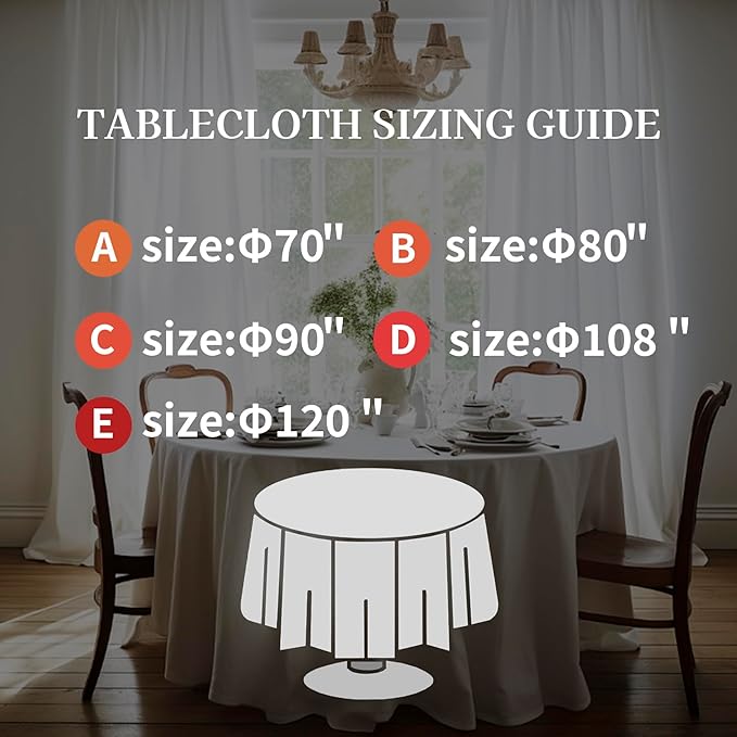 EVERLY 100% Pure Linen Round Tablecloths 90Inch Round Machine Washable Tablecloth for Thanksgiving,Decorative Halloween,Buffet Parties,Picnic,Events,Weddings and Restaurants-Christmas Red