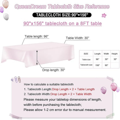 QueenDream Tablecloth 90x156 Rectangle Sequin Tablecloth White Iridescent Wedding Table Linens Glitter Birthday Bridal Party Indoor Outdoor Decorations
