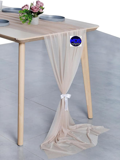 MDS Halloween Chiffon Table Runner - 5 Pack, 29 x 170 Inches, 14ft Each - Sheer Spooky Table Runners for Haunted House Parties, Trick-or-Treat Tables, Witchy Décor, Wedding & Events - Nude
