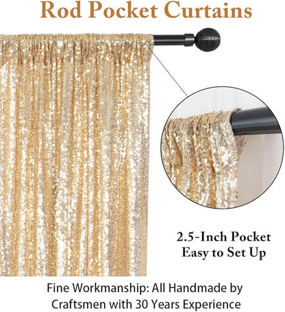 ShinyBeauty PHOTOBOOTH Backdrop - 4FTx7FT - Light Gold Sequin Fabric, Wedding & Rust Backdrop, Photography Curtains