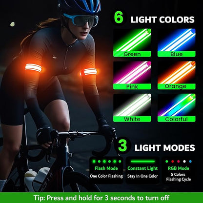 LED Armband for Running(2 Pack),Light Up Arm Bands for Night Walking Running,Rechargeable Lights for Runners,High Visibility Reflective Running Gear Adjustable Light Up Wristbands