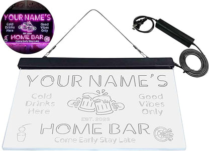 ADVPRO Personalized Your Name Custom Home Bar Beer Established Year Dual Color LED Neon Sign White & Purple 16 x 12 Inches st6s43-p1-tm-wp