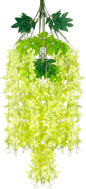 5 Pack Green Wisteria Hanging Flowers Garland, 3.77 Feet Artificial Flower Vines, Fake Wisteria, Artificial Vines Hanging Garland for Backdrop Outdoor Yard Garden Decor
