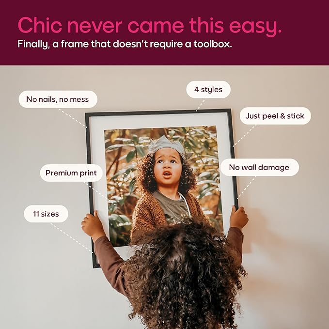Mixtiles Official - Custom Photo Tiles - Personalized Printed Photos - Magnetic Wall Frames - Adhesive Sticker, No Nails - Various Sizes and Frames - wild-visual-7-Tile - Black Frame