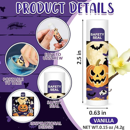 DMSKY 60 Pcs Halloween Lip Balm Bulk, Halloween Party Favors Bulk, Halloween Goodie Bags Fillers for Trick or Treat
