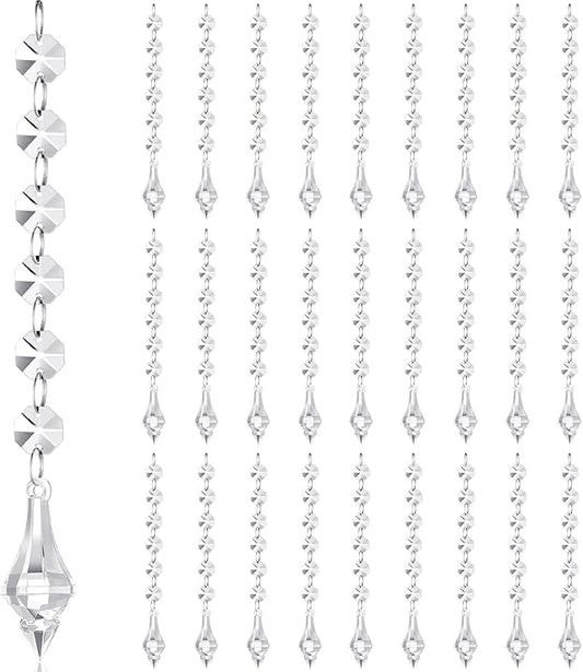 Nuenen 100 Pcs Acrylic Hanging Crystals for Centerpieces Chandelier Clear Crystal Garland Strands Ornament Acrylic Clear Beads Prisms Pendant for Christmas Tree Window Home Decoration(Lantern)