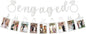 Pre-Strung Engaged Photo Banner - Silver Glitter Engagement Party Decoration Supplies with Romantic Memories Picture Card Frames for Bachelorette, Bridal Shower, Wedding Party Photo Booth Props