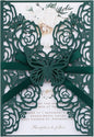 Emerald Green Wedding Invitations with Envelopes and Rsvp Cards, Blank Inner Cards, Ribbons, for Wedding Baby Shower Quinceañera Party Invitations 50 Sets
