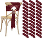 50 PCS Cheesecloth Chair Sashes Bows Wedding Aisle Decorations Chair Ribbon Ties Back Sash for Wedding Party Events Banquet Chair Cover Decoration (Burgundy)