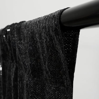 Poise3EHome 8Ft x 8Ft Black Sequin Backdrop, Glitter Thick Satin Background Drapes, Sparkly Opaque Photography Curtain, Sequence Xmas Thanksgiving Backdrop for Wedding Party Holiday Festival Decor
