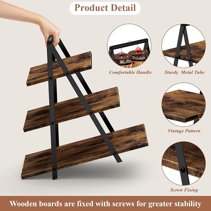 2 Pack Cupcake Stand 3 Tier Dessert Stand for 56 Cupcakes Dessert Table Display Set Wooden Cupcake Display Trays for Wedding,Birthday, Graduation, Party Decorations, Rustic Brown