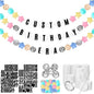 Giant Friendship Bracelet Garland Kit, DIY Birthday Banner with Letters Ball Jumbo Customizable Friendship Bracelet Decor for Halloween Christmas Wedding Party(Macaron Green, Gray, Khaki)