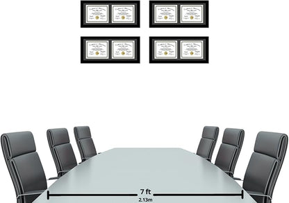 Creative Picture Frames 10X24Bk-B Black Horizontal Double Diploma Frame With 2 Opening Black Mat, Holds 2-8.5 By 11-Inch Documents With Wall Hanger