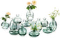 Glass Bud Vase for Centerpieces: 12Pcs Glasseam Green Mini Small Vases for Flowers Bulk Flower Vase Set Aesthetic Cute Handmade Tiny Short Wedding Table Centerpiece Decor