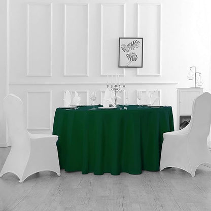 60 inch Round Tablecloth Washable Polyester Table Cloth Decorative Table Cover for Wedding Party Dining Banquet（60 inch,Hunter）