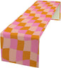 Checkered Table Runner Orange Retro 60s70s Boho Style Kitchen Restaurant Decoration Suitable for Indoor and Outdoor Festival Home Wedding Party Table Runner 13x70 Inch