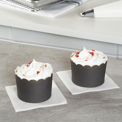 Panificio 10 Ounce Cupcake Wrappers, 200 Scalloped Baking Cups - Oven-Ready, Greaseproof, Gray Paper Cupcake Liners, Disposable, For Birthdays, Baby Showers, Or Weddings - Restaurantware