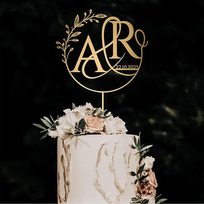 Personalized Wedding Cakes Topper, Gold Cake Toppers For Wedding, Anniversary Weddings Decorations, Custom Cake Topper Wedding Bride and Groom, Weddings Decor