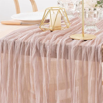 MLMW 4 Pack Pink Cheesecloth Table Runner Boho Gauze Rustic Cheese Cloth Table Runner 160 inch Sheer 13.3ft for Gender Reveal Wedding Party Baby Bridal Shower Birthday