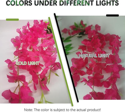 5 Pack Fuchsia Wisteria Hanging Flowers Garland, 3.77 Feet Artificial Flower Vines, Fake Wisteria, Artificial Vines Hanging Garland for Backdrop Outdoor Yard Garden Decor
