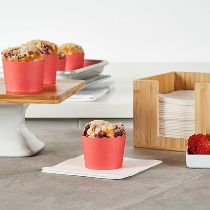 Panificio 3 Ounce Cupcake Wrappers, 200 Scalloped Baking Cups - Oven-Ready, Greaseproof, Red Paper Cupcake Liners, Disposable, For Birthdays, Baby Showers, Or Weddings - Restaurantware