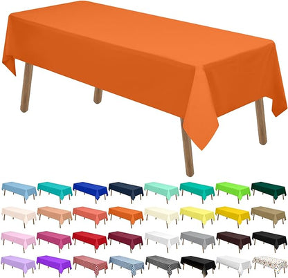 PARTY ULYJA Orange Plastic Tablecloths 2 Pack Disposable Table Covers 54 x 108 Inch PEVA Fall Colors Table Cloths for BBQ Picnic Birthday Wedding Parties 8 ft Rectangle Table Use
