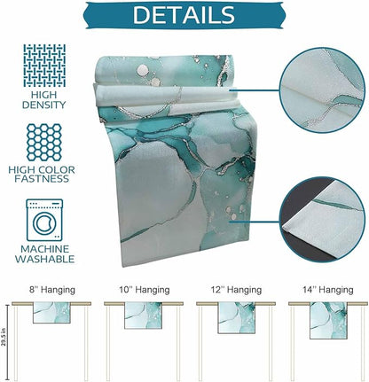 Turquoise Marble Cotton Linen Table Runner for Dining Kitchen, Wedding Outdoor Party Tablerunners Decoration, Nature Marble Crack Country Retro Dresser Scarf Coffee Tablecloth Runners 13x72 Inches