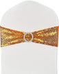 100 Pcs Chair Sashes Sequin Stretch Chair Bands Spandex Polyester Bows for Party Hotel Wedding Banquets Decoration - Orange