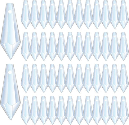 H&D 50pcs 38mm Crystal Icicle Pendant Chandelier Prisms Drops Lamp Candle Holders Curtain DIY Parts(Clear)