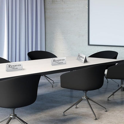 300 Pcs Paper Table Reserved Sign with Name Line Reserved Seating Signs Bulk Double Sided Signs for Reserving Seats Restaurant Wedding Reception Church Board Business Meeting (Silver Black)