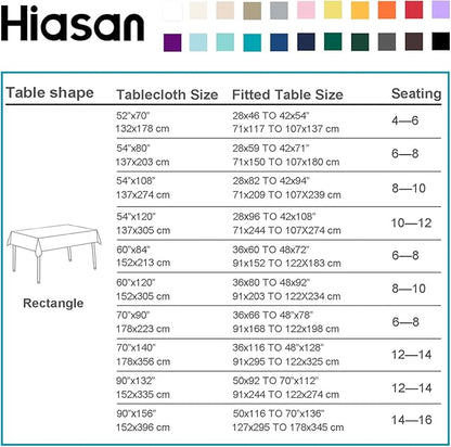 Hiasan Light Gray Rectangle Tablecloth - Waterproof Spillproof and Wrinkle Resistant Washable Polyester Table Cloth for Dining Party, 70 x 90 inch