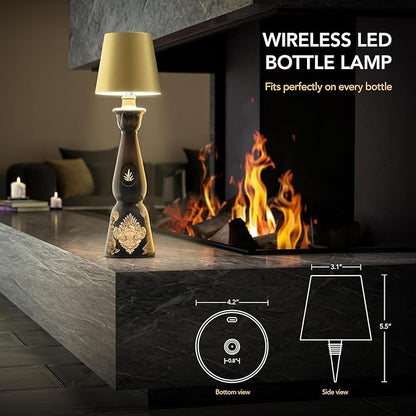 Wireless Bottle Lamp for Any Type of Bottle - LED Bottle Lamp for Indoor & Outdoor - 100% Waterproof - 3000K Warm Light - Wireless & Rechargeable, Unique and Beautiful Design (Green)