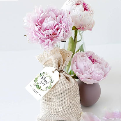 Andaz Press 100-Pack Thank You for Celebrating with Us Favor Tags Greenery Wreath Cardstock Gift Tags with Bakers Twine for Wedding Baby Shower Bridal Shower Birthday Party Favors 2 x 3.75-Inches