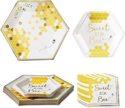 Kate Aspen Sweet as Can Bee 62 Piece Party Tableware Set (16 Guests)