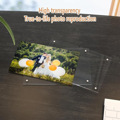 HELPLEX Picture Frames, 1 Pack 5x7 inch Acrylic Picture Frame Clear 5 x 7 Photo Frames Magnetic Picture Frames Ready for Tabletop Display, Effectively Protect Photos from Fading and Yellowing