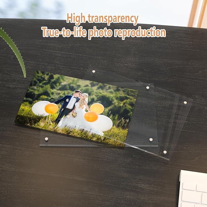 HELPLEX Picture Frames, 6 Pack 5x7 inch Acrylic Picture Frame Clear 5 x 7 Photo Frames Magnetic Picture Frames Ready for Tabletop Display, Effectively Protect Photos from Fading and Yellowing