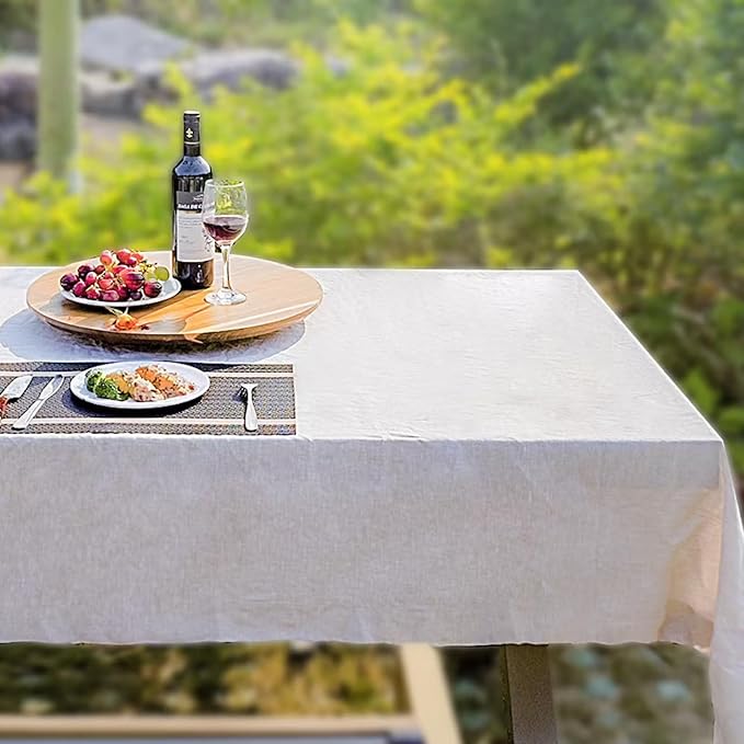 Linen Tablecloth 100% Pure Linen Table Cloth for Rectangle Tables Machine Washable Dining Fall Tablecloth