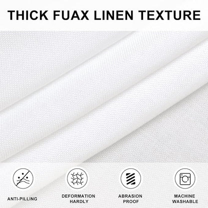 Hiasan Round Linen Table Cover 40 Inch - Wrinkle and Stain Resistant Washable Polyester Fabric Table Cloth for Dining Room Kitchen Party, White